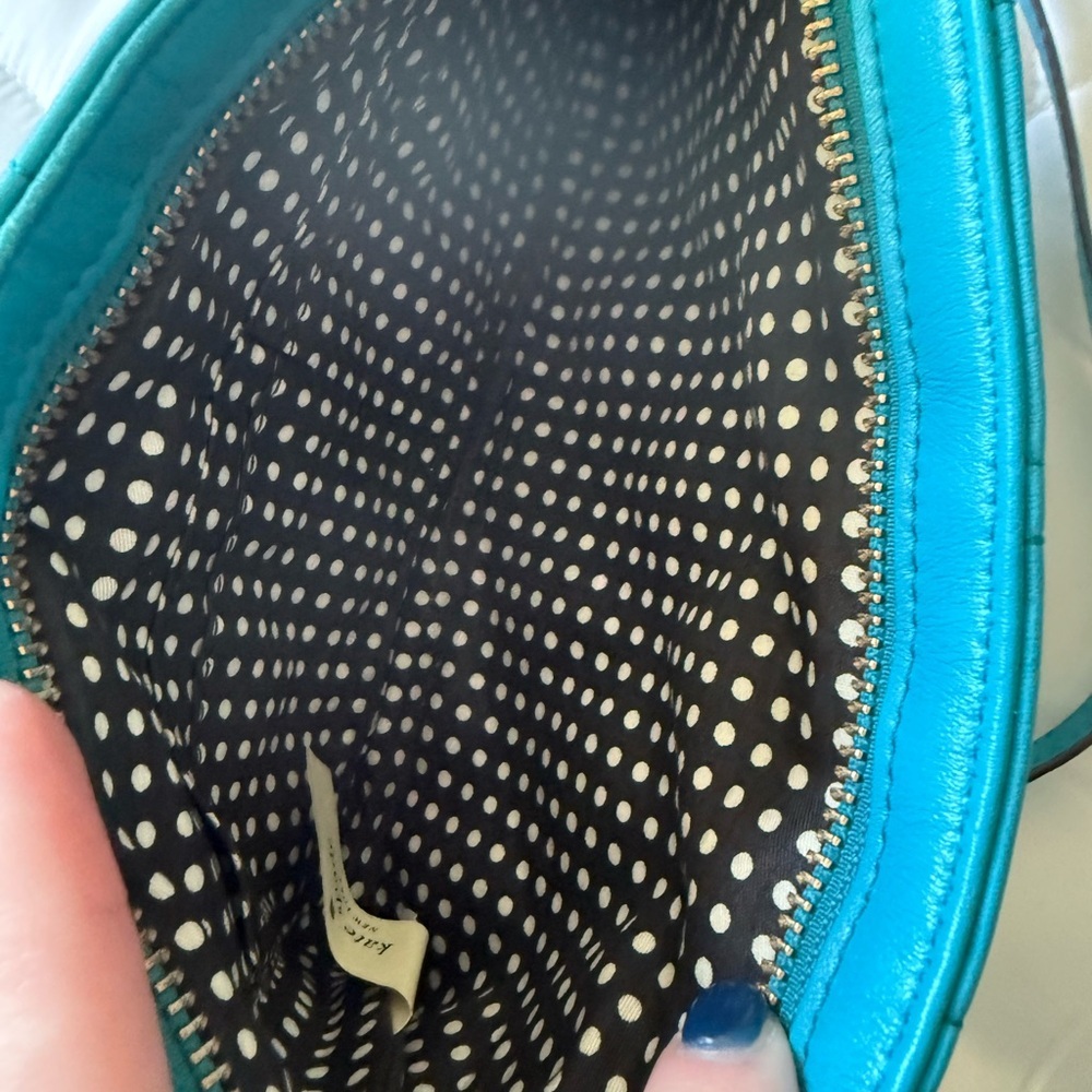 Kate Spade Blue Quilted Clutch with Gold Accents - Picture 4 of 4